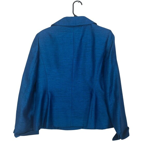 Jones Wear Womens Metallic Royal Blue Button-Front Suit Jacket Size 10 Formal - Picture 9 of 13